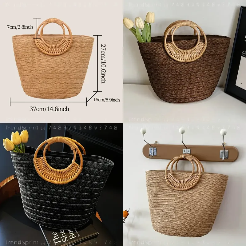 Damen Sommer Gewebte Papiertas – Tote Bag Beach Bewertung und Preis