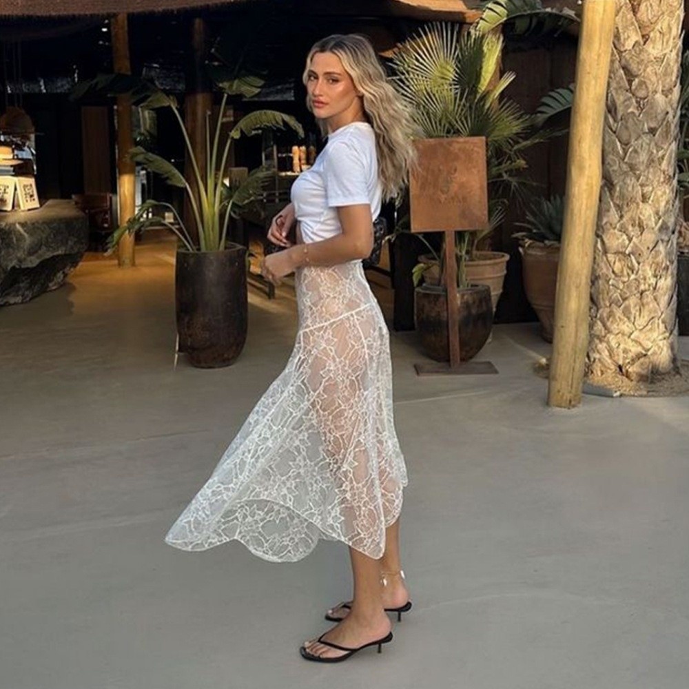 Einfarbiges Spitzen-Strandklei – Midi Skirt Floral Bewertung und Preis