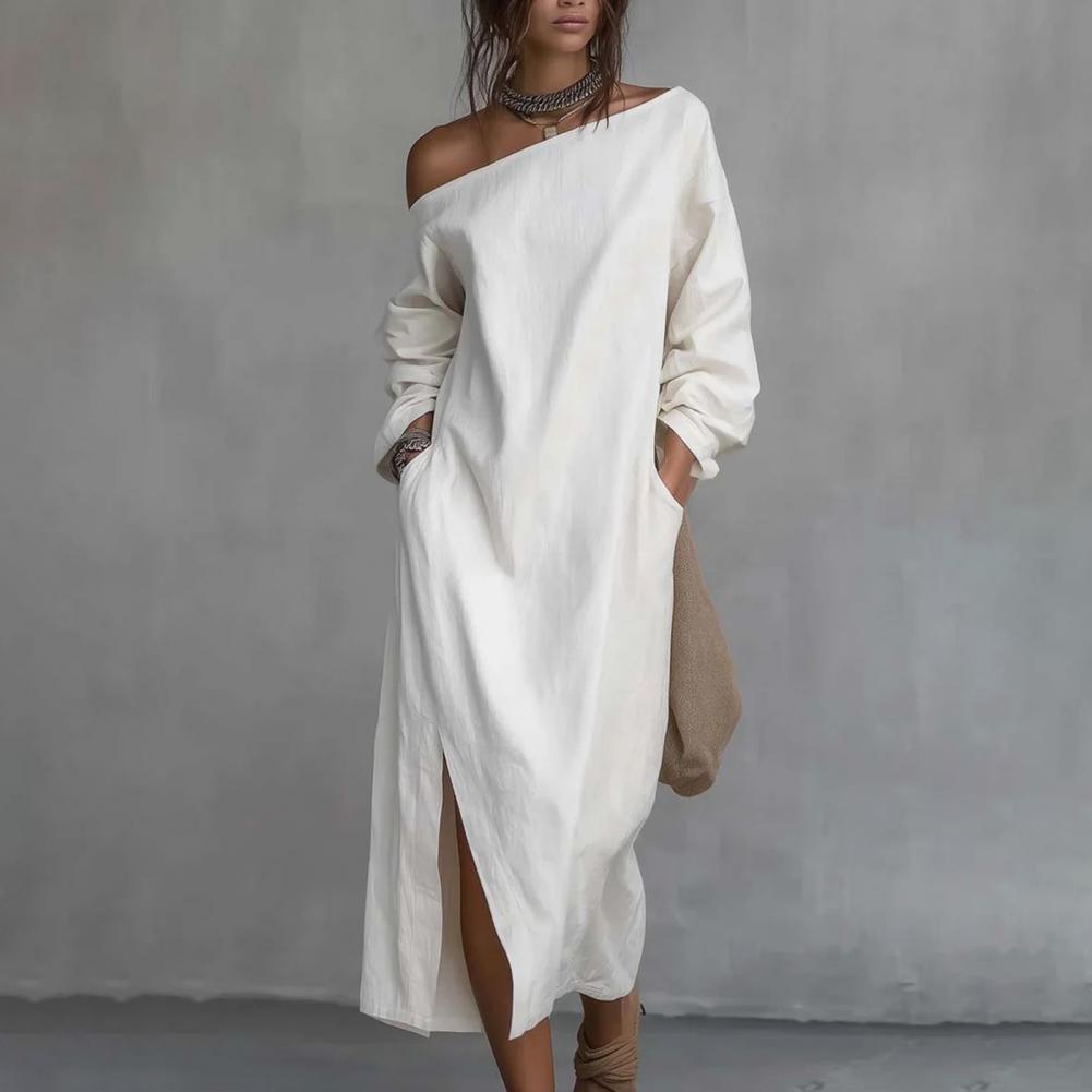 Damen Ein-Schulter-Langarm-Max – Linen Dress Wrap Bewertung und Preis